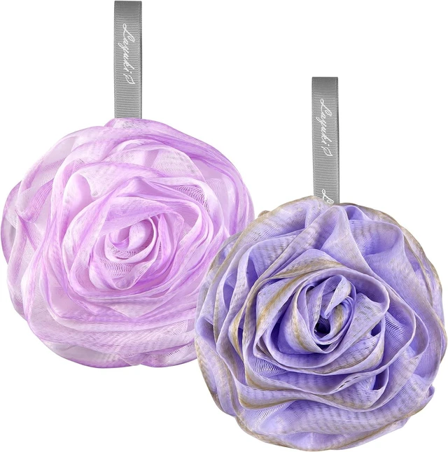 Main image of Elegant Shower Body Scrubber Sponge for Exfoliation, Rose-Shaped Bath Loofah