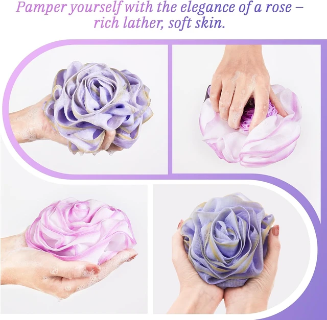 Alt view image 3 of 7 - Elegant Shower Body Scrubber Sponge for Exfoliation, Rose-Shaped Bath Loofah