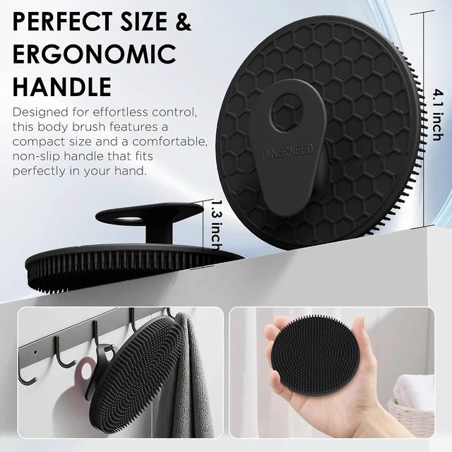 Alt view image 4 of 7 - Silicone Body Scrubber with African Net Exfoliating Sponge Case