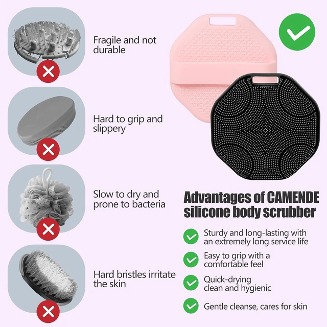 Alt view image 7 of 7 - Gentle Skin Care Tool, Eco-Friendly Shower Loofah Brushes for Men and Women, Pair of Soft Silicone Exfoliating Body Scrubbers
