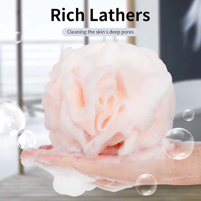 Alt view image 3 of 7 - FARMOGA Mesh Bath Pouf Body Scrubber Exfoliating Shower Sponge Loofah Ball for Women and Men Bathing Accessories