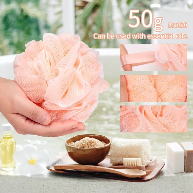 Alt view image 4 of 7 - FARMOGA Mesh Bath Pouf Body Scrubber Exfoliating Shower Sponge Loofah Ball for Women and Men Bathing Accessories