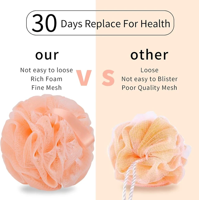 Alt view image 5 of 7 - FARMOGA Mesh Bath Pouf Body Scrubber Exfoliating Shower Sponge Loofah Ball for Women and Men Bathing Accessories