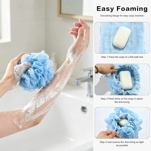 Alt view image 2 of 7 - Dual-Use Washcloth for Bathing, Bar Soap Loofah with Pocket