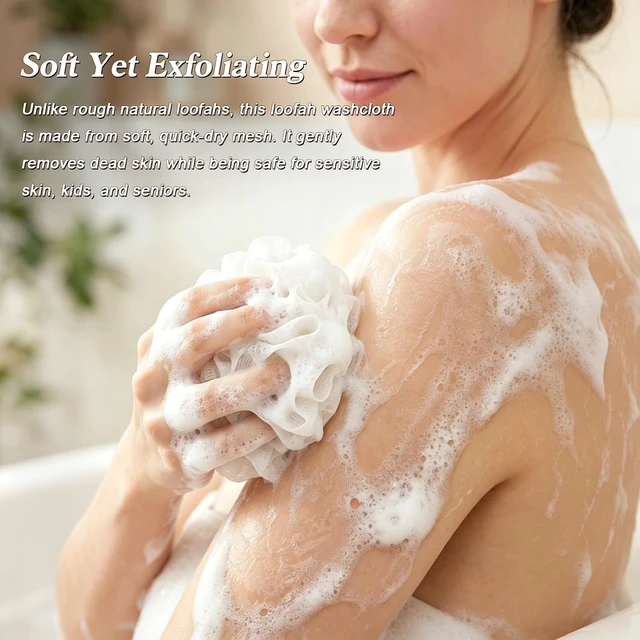 Alt view image 4 of 7 - Dual-Use Washcloth for Bathing, Bar Soap Loofah with Pocket