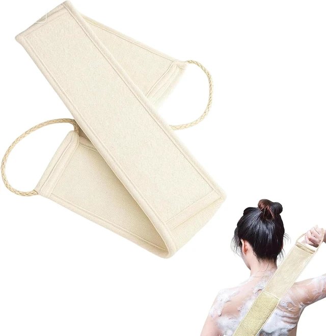 Main image of Natural Loofah Back Scrubber with Microfiber Towel for Deep Body Cleansing in Shower