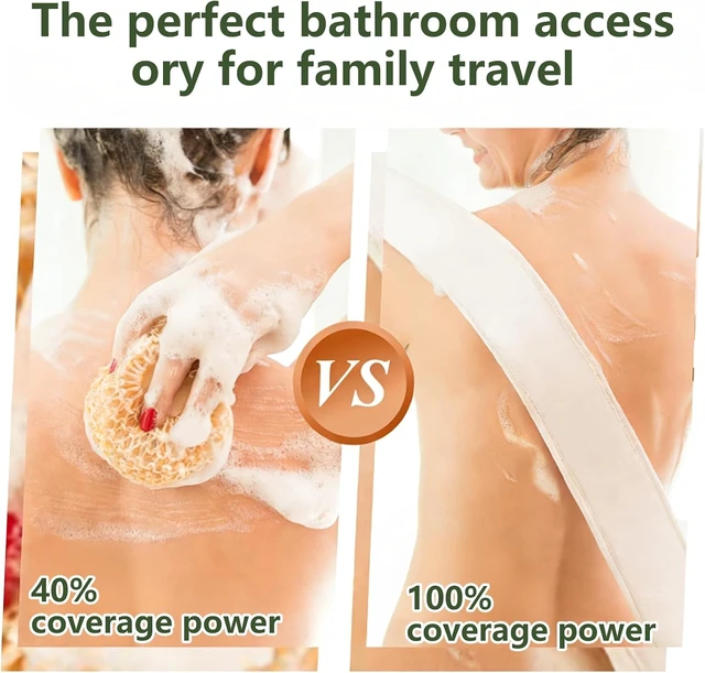 Alt view image 5 of 6 - Natural Loofah Back Scrubber with Microfiber Towel for Deep Body Cleansing in Shower
