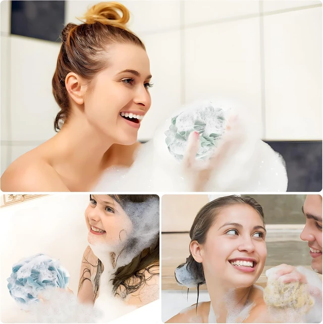 Alt view image 7 of 7 - Exfoliating Body Scrubber for Shower, Yoget Bath Loofah Sponge Set