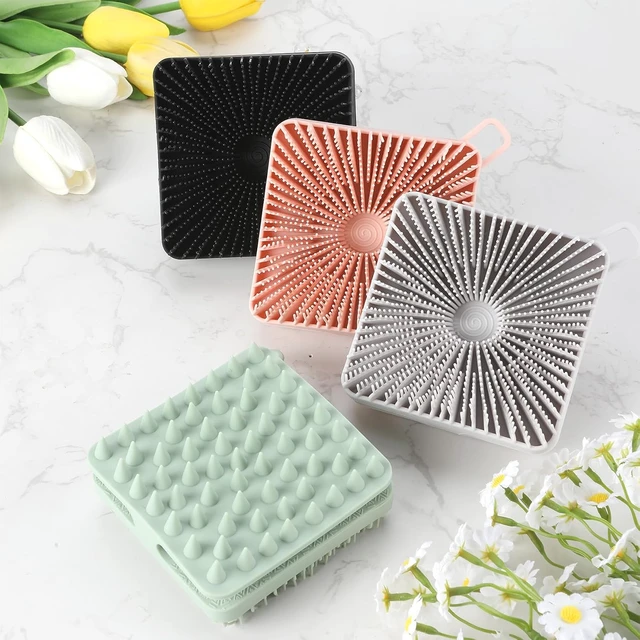 Alt view image 6 of 7 - All Skin Types, 2-Pack Soft Silicone Body Scrubber & Scalp Massager - Exfoliating Shower Loofah Brush for Women Men