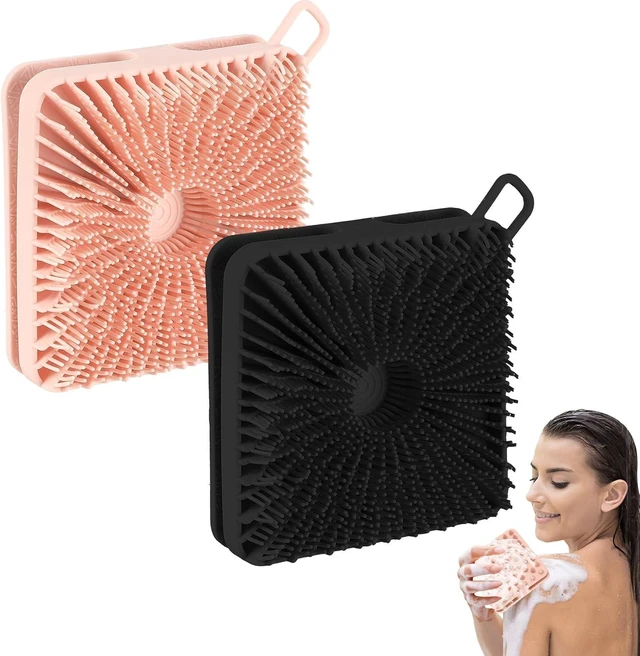 Main image of All Skin Types, 2-Pack Soft Silicone Body Scrubber & Scalp Massager - Exfoliating Shower Loofah Brush for Women Men