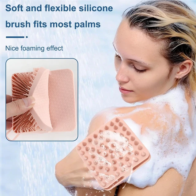 Alt view image 3 of 7 - All Skin Types, 2-Pack Soft Silicone Body Scrubber & Scalp Massager - Exfoliating Shower Loofah Brush for Women Men
