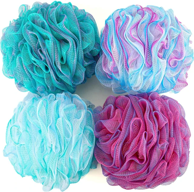 Main image of Exfoliating Loofah Bath Sponge Mesh Pouf Shower Scrunchies for Body Cleaning
