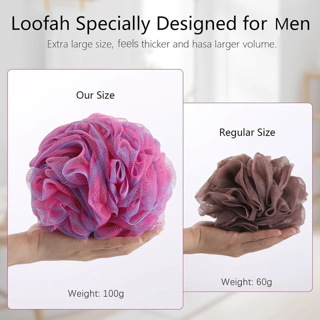 Alt view image 2 of 7 - Exfoliating Loofah Bath Sponge Mesh Pouf Shower Scrunchies for Body Cleaning