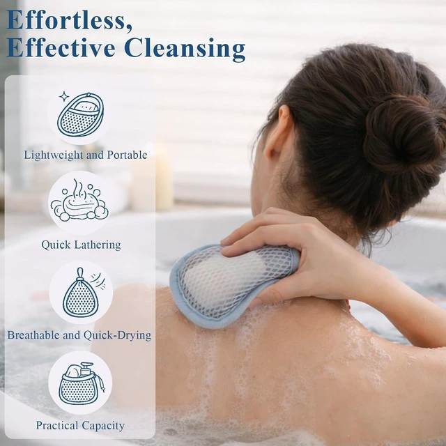 Alt view image 2 of 7 - Bubble Net Pouch Holder for Bar Soap in Bath & Shower, Set of 10 Dual Texture Exfoliating Mesh Soap Saver Bags