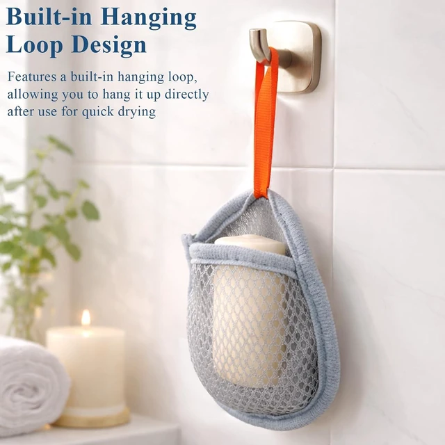 Alt view image 4 of 7 - Bubble Net Pouch Holder for Bar Soap in Bath & Shower, Set of 10 Dual Texture Exfoliating Mesh Soap Saver Bags