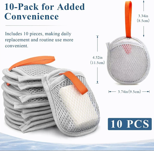 Alt view image 6 of 7 - Bubble Net Pouch Holder for Bar Soap in Bath & Shower, Set of 10 Dual Texture Exfoliating Mesh Soap Saver Bags