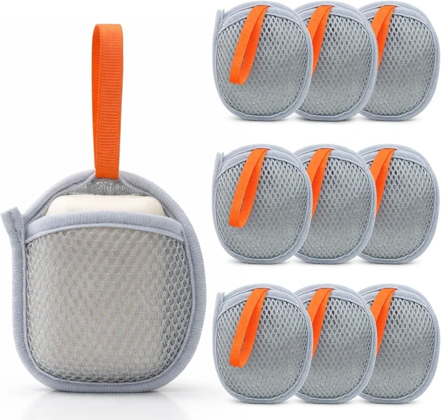 Main image of Bubble Net Pouch Holder for Bar Soap in Bath & Shower, Set of 10 Dual Texture Exfoliating Mesh Soap Saver Bags