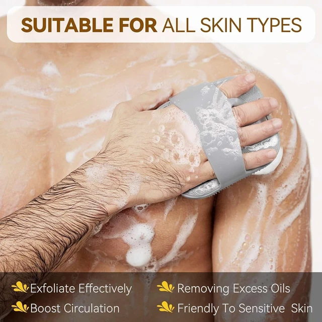 Alt view image 7 of 7 - Silicone Loofah Men for Sensitive Skin with Lathering Bristles and Ergonomic Non-Slip Handle, New Upgrade Deep Exfoliating Body Scrubber for Shower, Zinc Infused Silicone Body Scrubber for Men