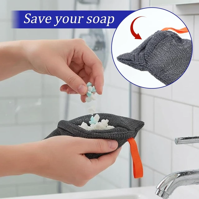 Alt view image 4 of 7 - Quick-Dry Loofah Holder for Shower & Travel, Gentle Deep Cleansing Nylon Mesh Pouches for Body Scrubbing, Exfoliating Soap Bags