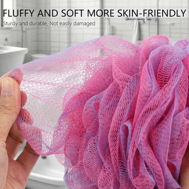Alt view image 5 of 7 - Exfoliating Loofah Bath Sponge Mesh Pouf Shower Scrunchies for Body Cleaning