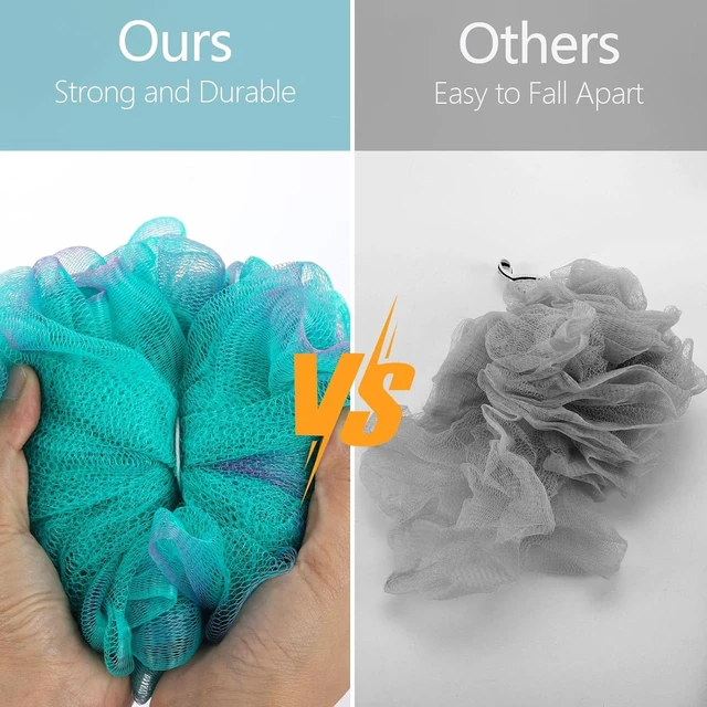 Alt view image 6 of 7 - Exfoliating Loofah Bath Sponge Mesh Pouf Shower Scrunchies for Body Cleaning