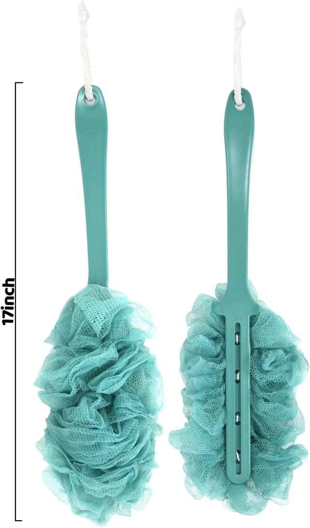 Alt view image 2 of 7 - Long Handle Loofah on a Stick Exfoliating Shower Brush Body Scrubber Sponge Bathing Accessories