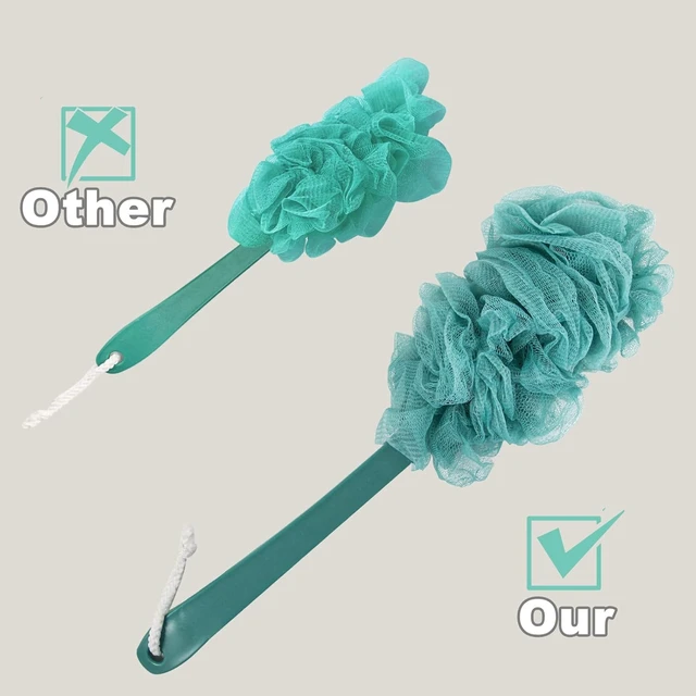 Alt view image 5 of 7 - Long Handle Loofah on a Stick Exfoliating Shower Brush Body Scrubber Sponge Bathing Accessories