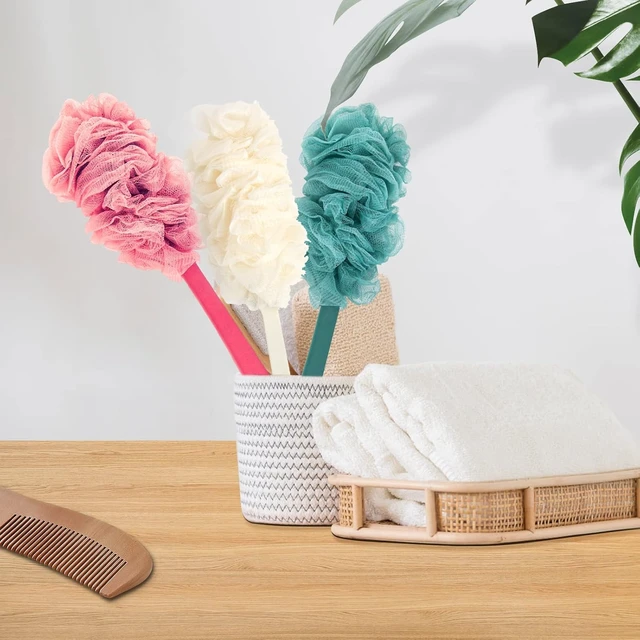 Alt view image 6 of 7 - Long Handle Loofah on a Stick Exfoliating Shower Brush Body Scrubber Sponge Bathing Accessories