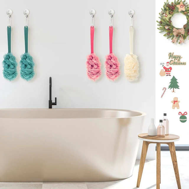 Alt view image 7 of 7 - Long Handle Loofah on a Stick Exfoliating Shower Brush Body Scrubber Sponge Bathing Accessories