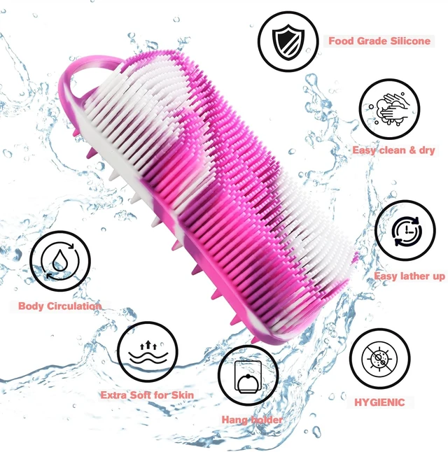 Alt view image 4 of 7 - Silicone Exfoliating Body Brush Set for Shower Cleaning