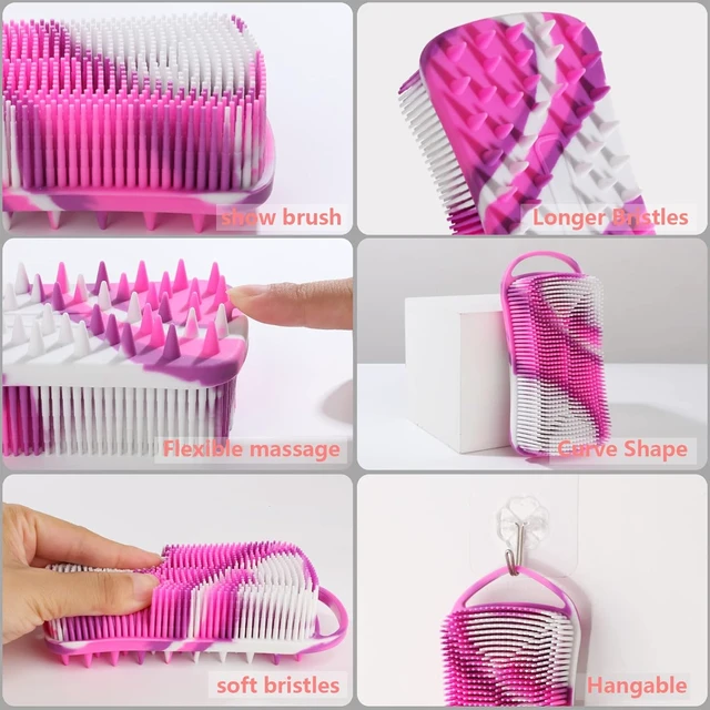 Alt view image 5 of 7 - Silicone Exfoliating Body Brush Set for Shower Cleaning