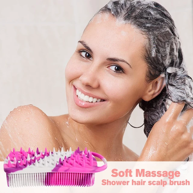 Alt view image 7 of 7 - Silicone Exfoliating Body Brush Set for Shower Cleaning