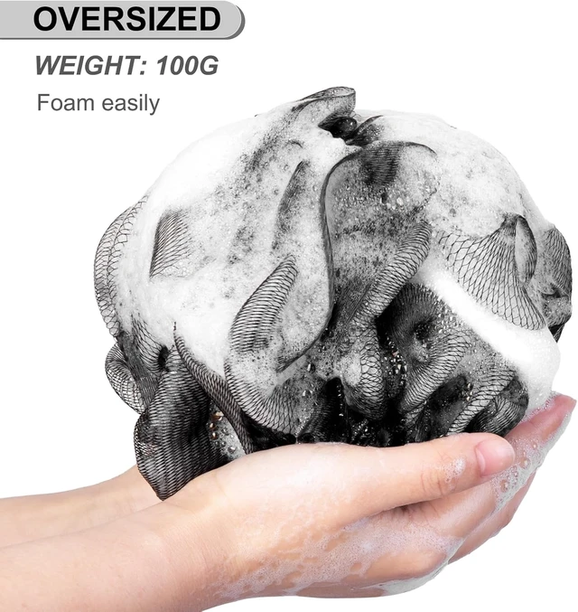 Alt view image 2 of 7 - Shower Accessories, Exfoliating Shower Puff Body Scrubber for Men and Women, Soft Mesh Bath Sponge Loofah