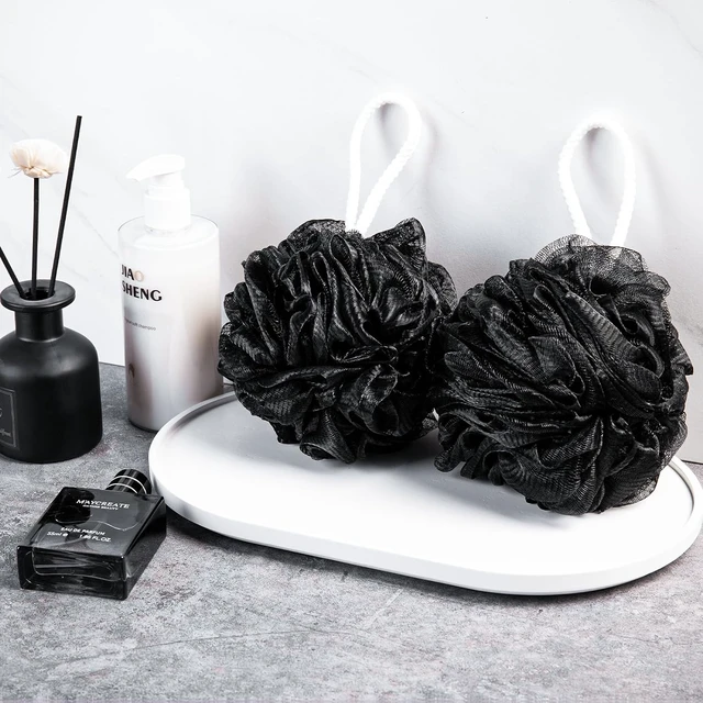 Alt view image 6 of 7 - Shower Accessories, Exfoliating Shower Puff Body Scrubber for Men and Women, Soft Mesh Bath Sponge Loofah