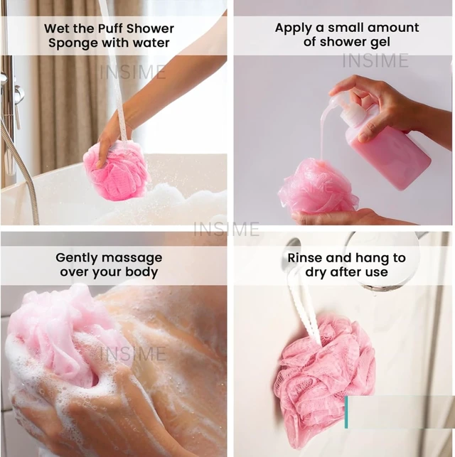 Alt view image 3 of 7 - Reusable Bath Scrubber, Small Colorful Pouf Shower Balls for Kids, Mesh Loofah Sponges