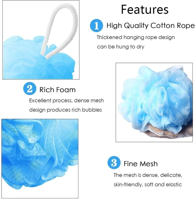 Alt view image 6 of 7 - Reusable Bath Scrubber, Small Colorful Pouf Shower Balls for Kids, Mesh Loofah Sponges