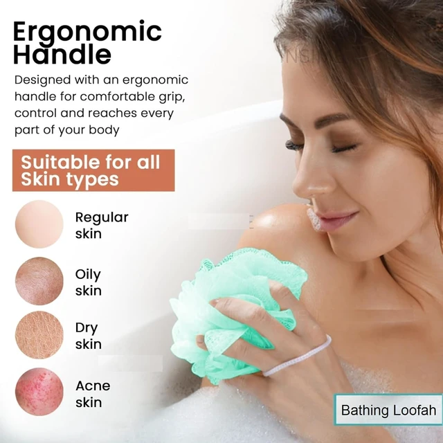 Alt view image 7 of 7 - Reusable Bath Scrubber, Small Colorful Pouf Shower Balls for Kids, Mesh Loofah Sponges