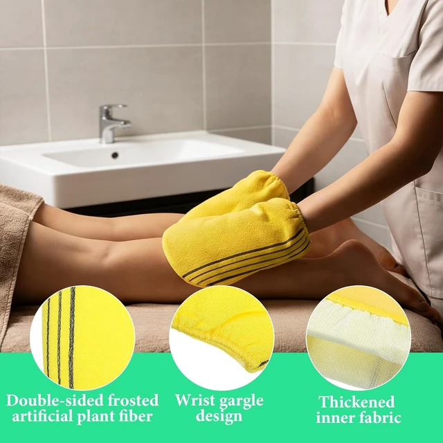 Alt view image 3 of 4 - Korean Style Exfoliating Body Scrub Gloves Set Deep Cleaning Washcloths for Smooth Skin Dirt Removal