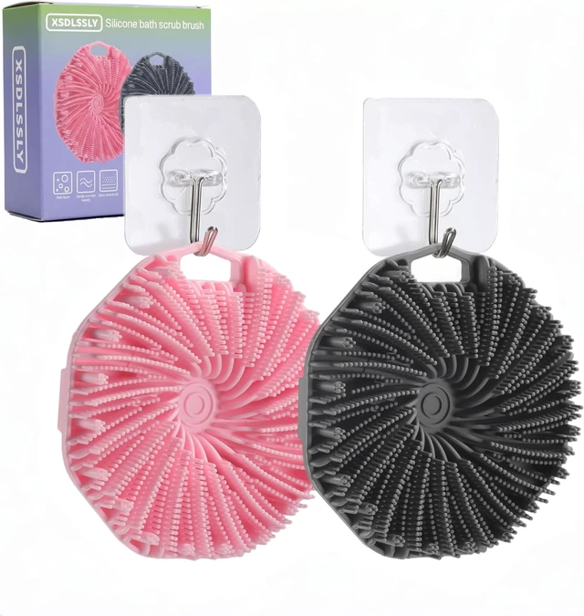 Alt view image 2 of 7 - Eco-Friendly Bath Sponge, Exfoliating Shower Brush with Anti-Slip Handles for All Skin Types, Silicone Body Scrubber Set