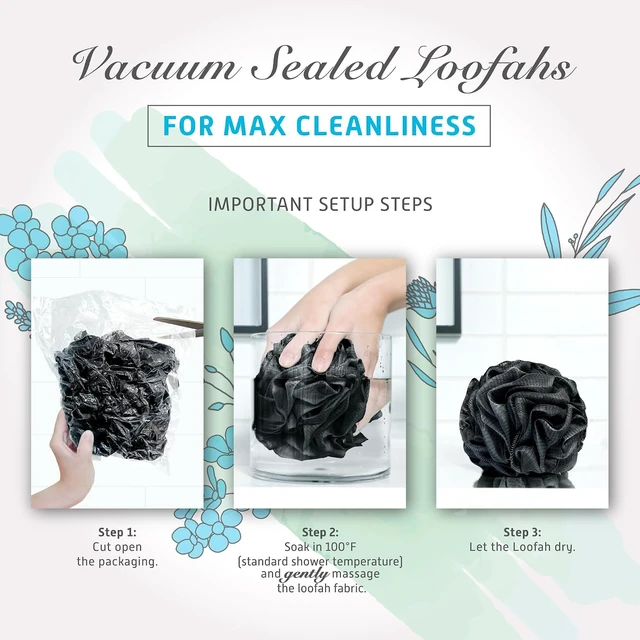 Alt view image 5 of 7 - Soft Mesh Body Scrubber & Exfoliating Pouf for Women and Men, Spongentle Activated Charcoal Bath Sponge