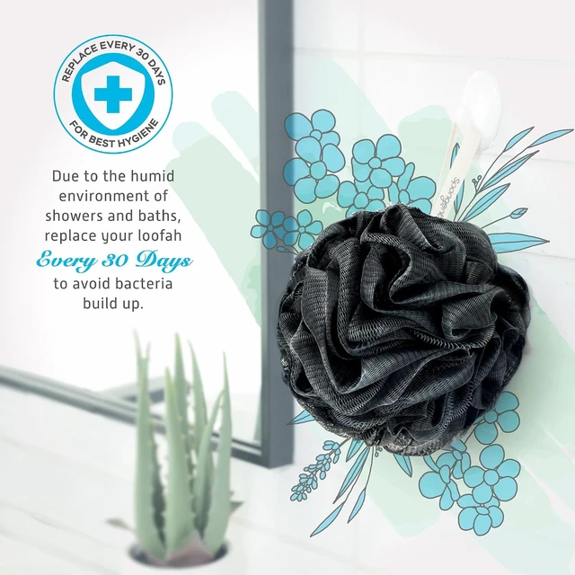 Alt view image 6 of 7 - Soft Mesh Body Scrubber & Exfoliating Pouf for Women and Men, Spongentle Activated Charcoal Bath Sponge