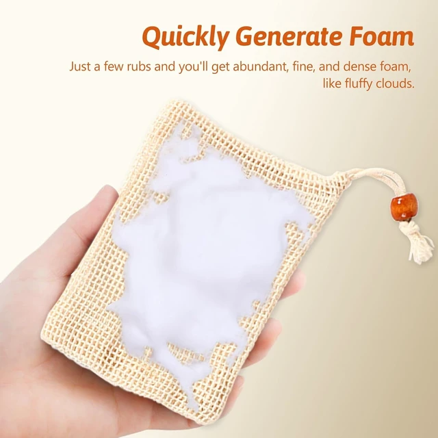 Alt view image 3 of 7 - Natural Exfoliating Foaming Pouch Holder with Quick Dry Net, Eco-Friendly Sisal Mesh Soap Bag for Shower