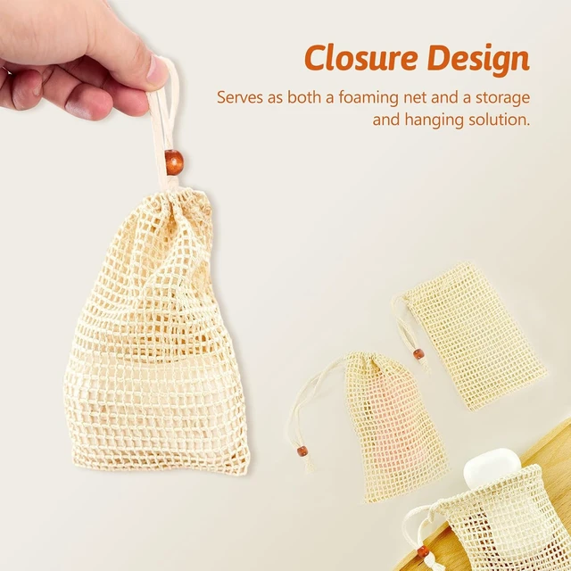 Alt view image 5 of 7 - Natural Exfoliating Foaming Pouch Holder with Quick Dry Net, Eco-Friendly Sisal Mesh Soap Bag for Shower