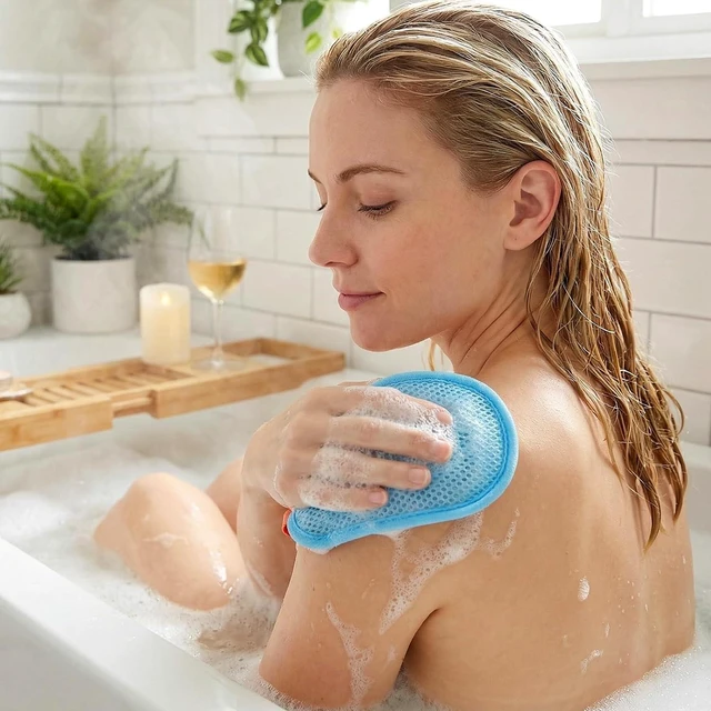 Alt view image 6 of 7 - Shower Bathing Scrubber Accessories for Men and Women, Exfoliating Loofah Pouches for Bar Soap, Set of 4 Mesh Soap Bags