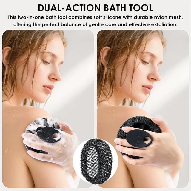 Alt view image 5 of 7 - Silicone Body Scrubber with Exfoliating Mesh Loofah Sponge Net Case