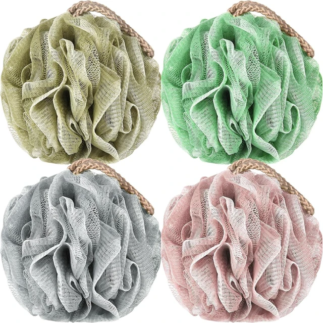 Main image of Deep Cleansing Exfoliating Bath Sponge for Men and Women, Natural Loofah Body Scrubber Set with Handle