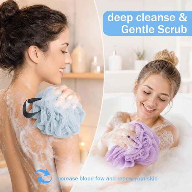 Alt view image 6 of 6 - Dual Pack Natural Loofah Exfoliating Bath Scrubber for Body