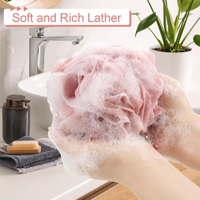 Alt view image 4 of 7 - Deep Cleansing Exfoliating Bath Sponge for Men and Women, Natural Loofah Body Scrubber Set with Handle