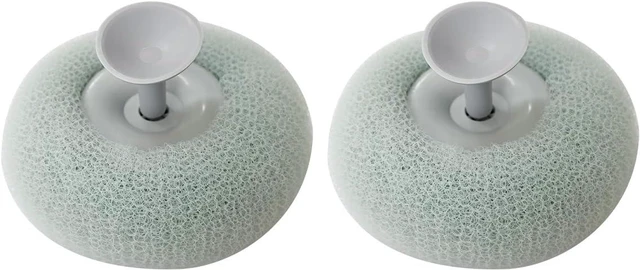 Main image of 2Pcs Bath Mesh Sponge Ball Brush with Suction Cup for Clean Body Exfoliation