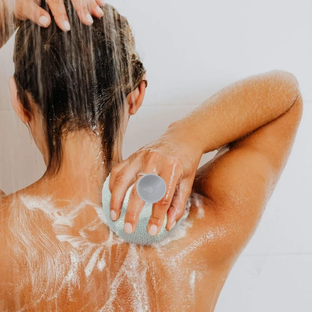 Alt view image 3 of 7 - 2Pcs Bath Mesh Sponge Ball Brush with Suction Cup for Clean Body Exfoliation